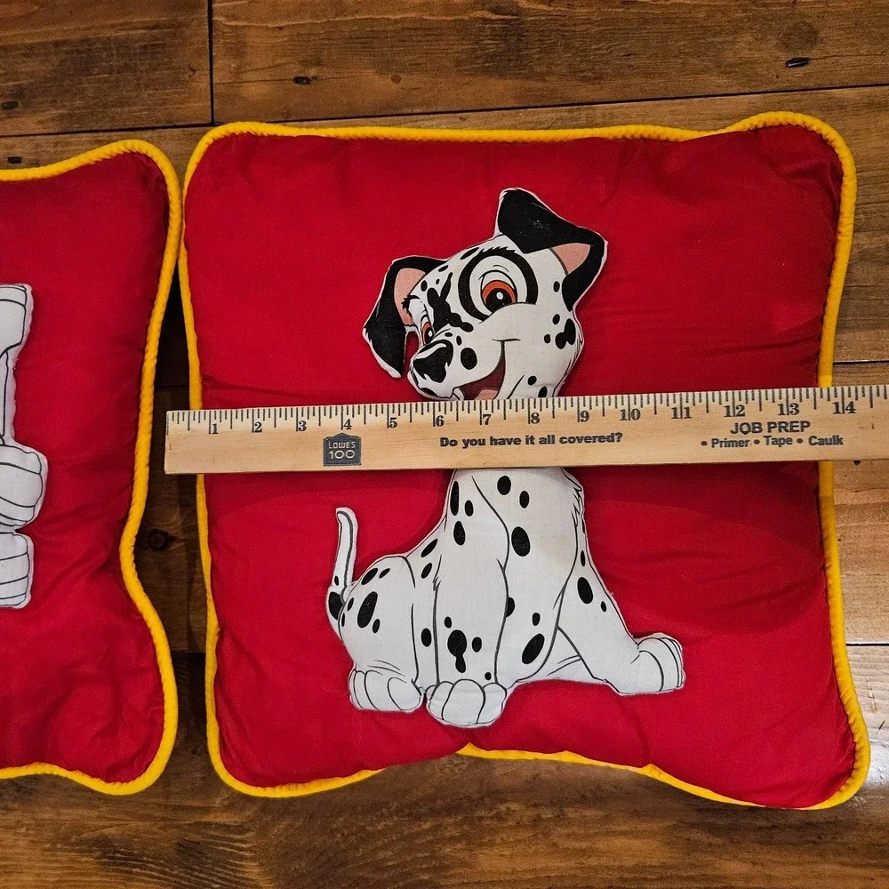 Vintage 101 Dalmatians 3D Throw Pillow Set Pair Red Accent Pillows